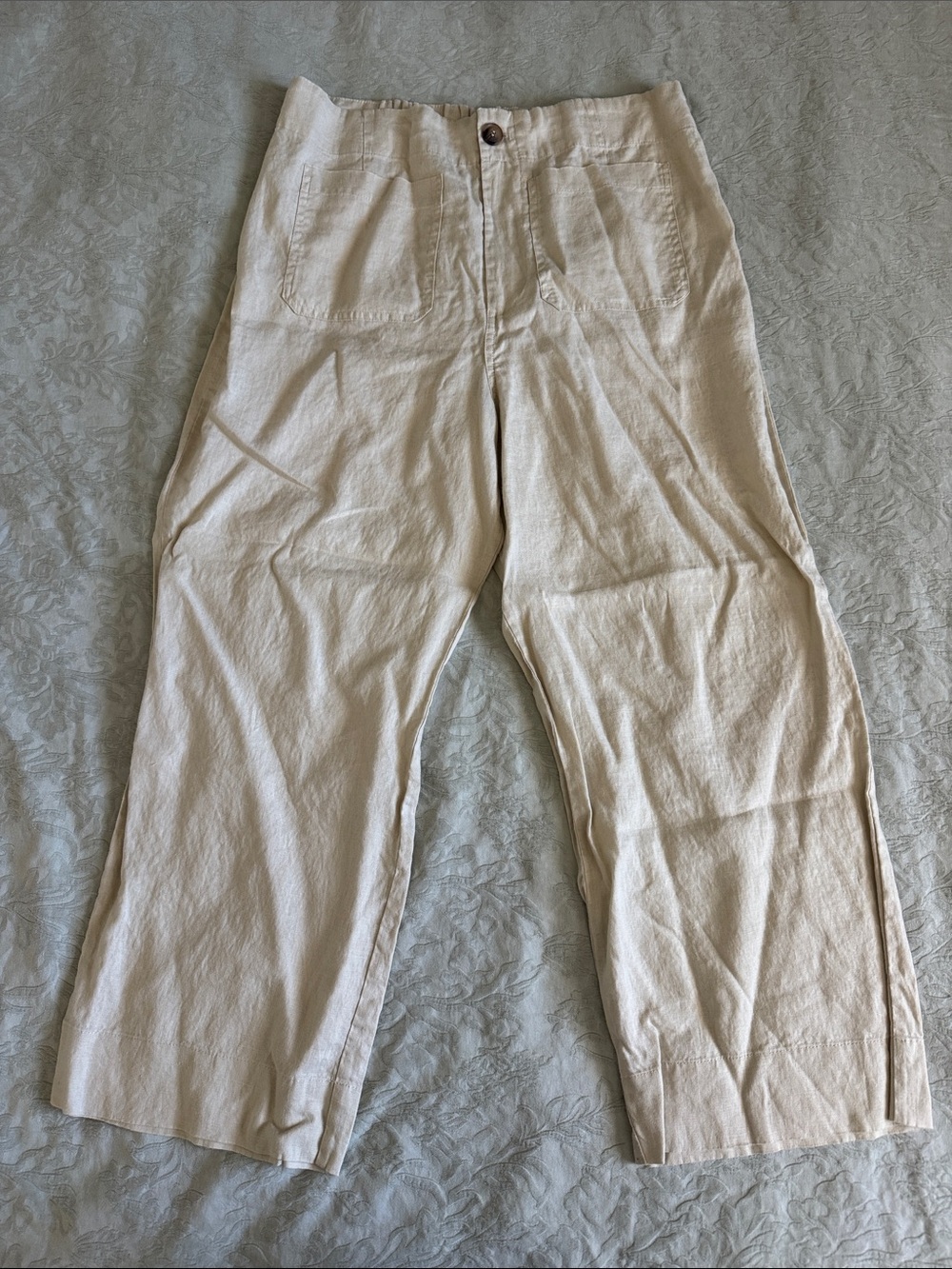 Bagatelle Collection New York Wide-Leg Women's Linen Pants in Natural Cream